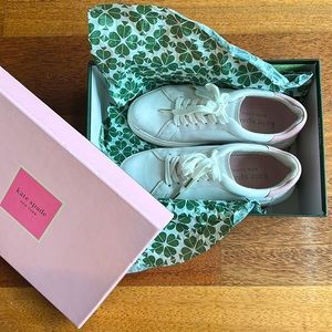 Kate Spade Women's Lift Lace Up Sneakers in white and pink